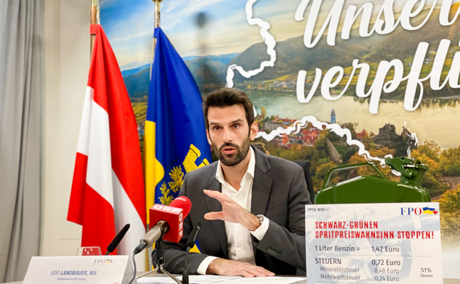 Udo Landbauer will eine Obergrenze für Spritpreise